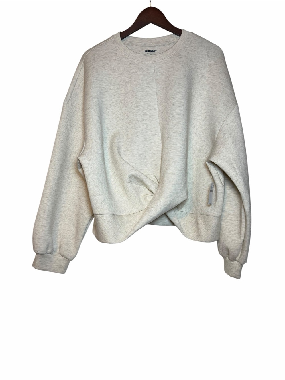 Old Navy Bounce Fleece Twist Front Sweatshirt in oatmeal heather new with tag XL - Picture 5 of 10